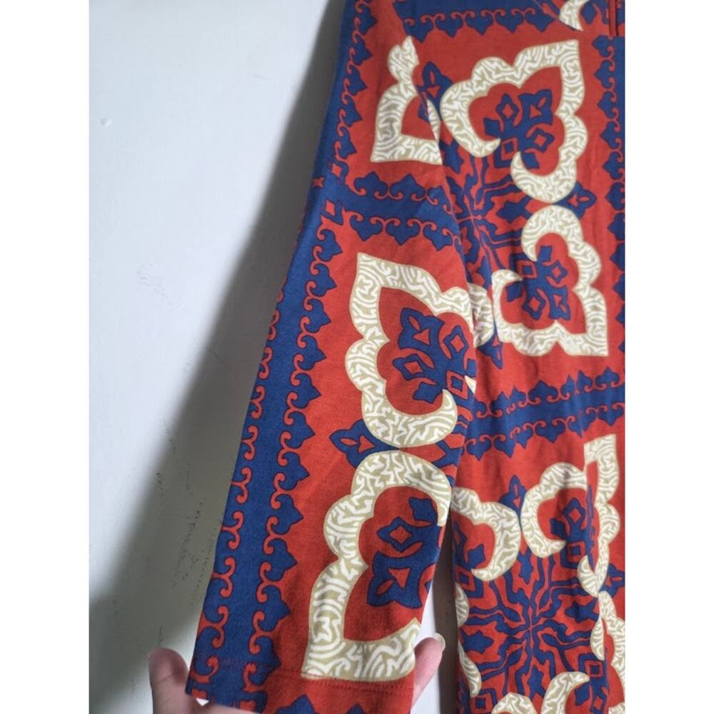 J.Mclauglin "Devon" Dark Red Blue Cream Tapestry Straight Shiloutte Dress Medium - Picture 3 of 8